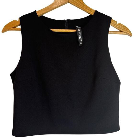 Design Lab Lord & Taylor Black Sleeveless Crop Top Size Medium Back‎ Zipper - Picture 5 of 8